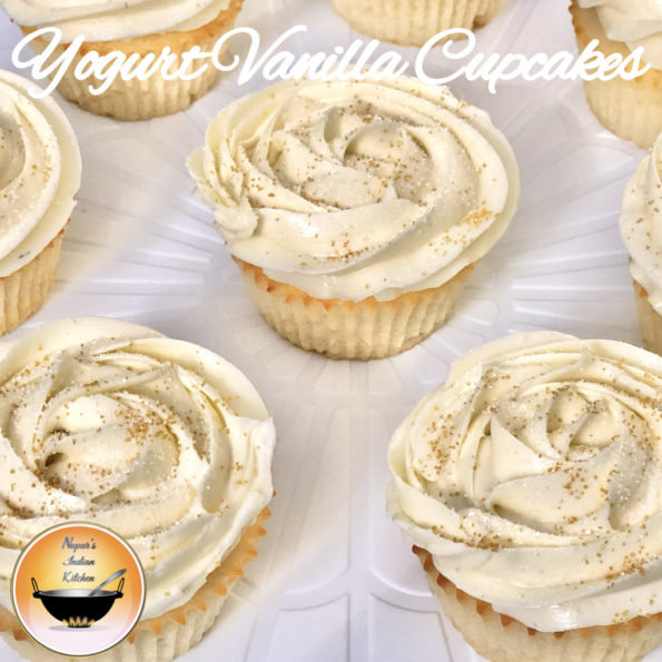Eggless Moist Yogurt Vanilla Cupcake with White Chocolate Condensed