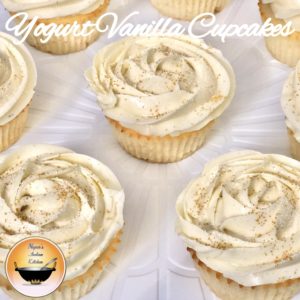 Eggless Moist White Yogurt Vanilla Cupcakes with White Chocolate Condensed Milk Buttercream Frosting
