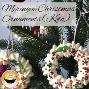 Edible Christmas Ornaments- Sugar-free Meringue wreath low-carb cookies