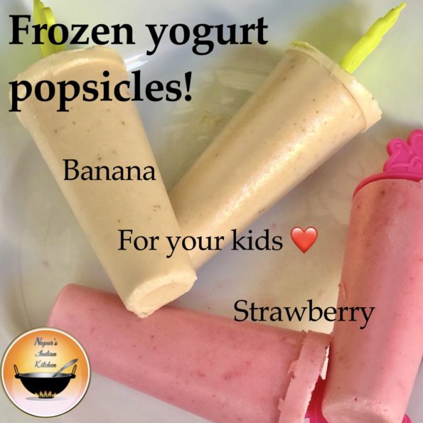 How to make Frozen Yogurt Popsicles Banana and Strawberry