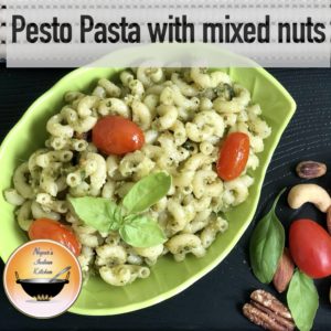 Pesto Pasta with mixed nuts