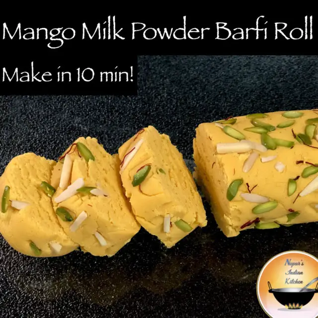 How to make Mango Milk Powder Burfi-Quick Mango dessert